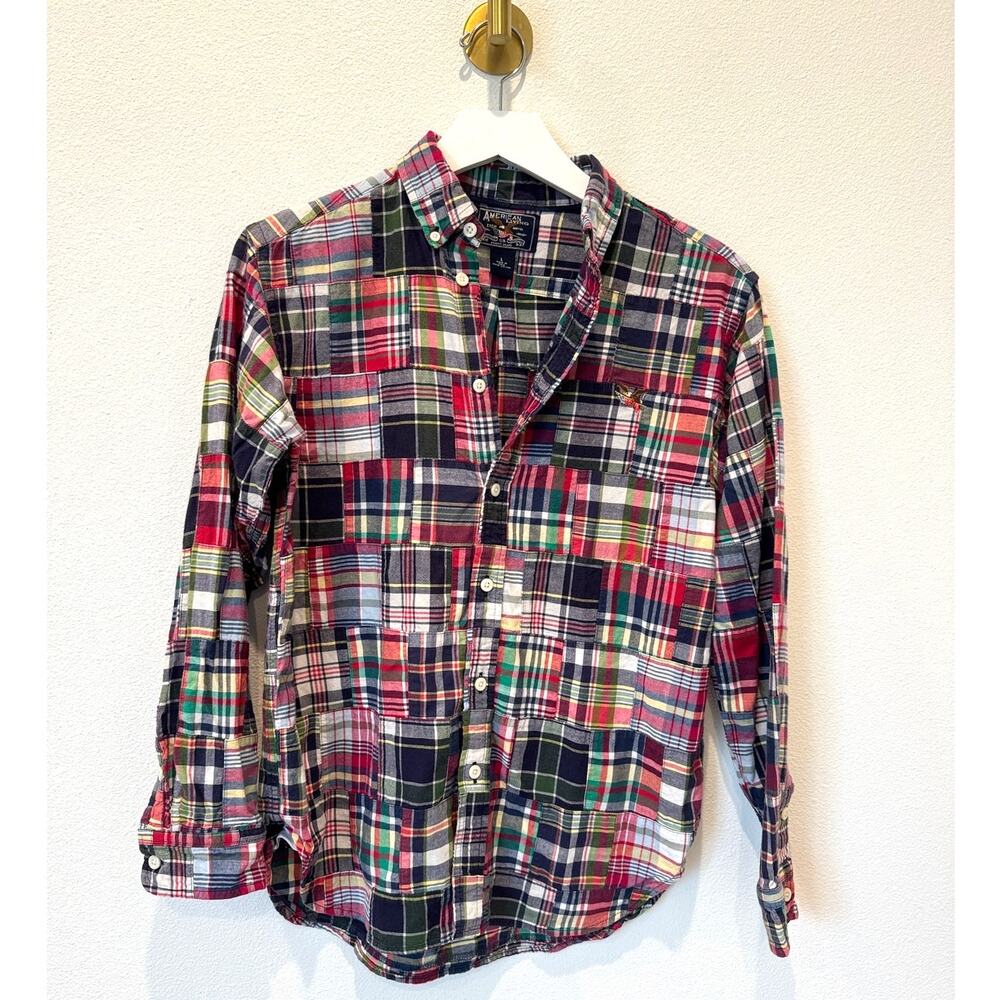 American Living Y2K Archival Ralph Lauren Madras Patchwork Plaid Shirt L